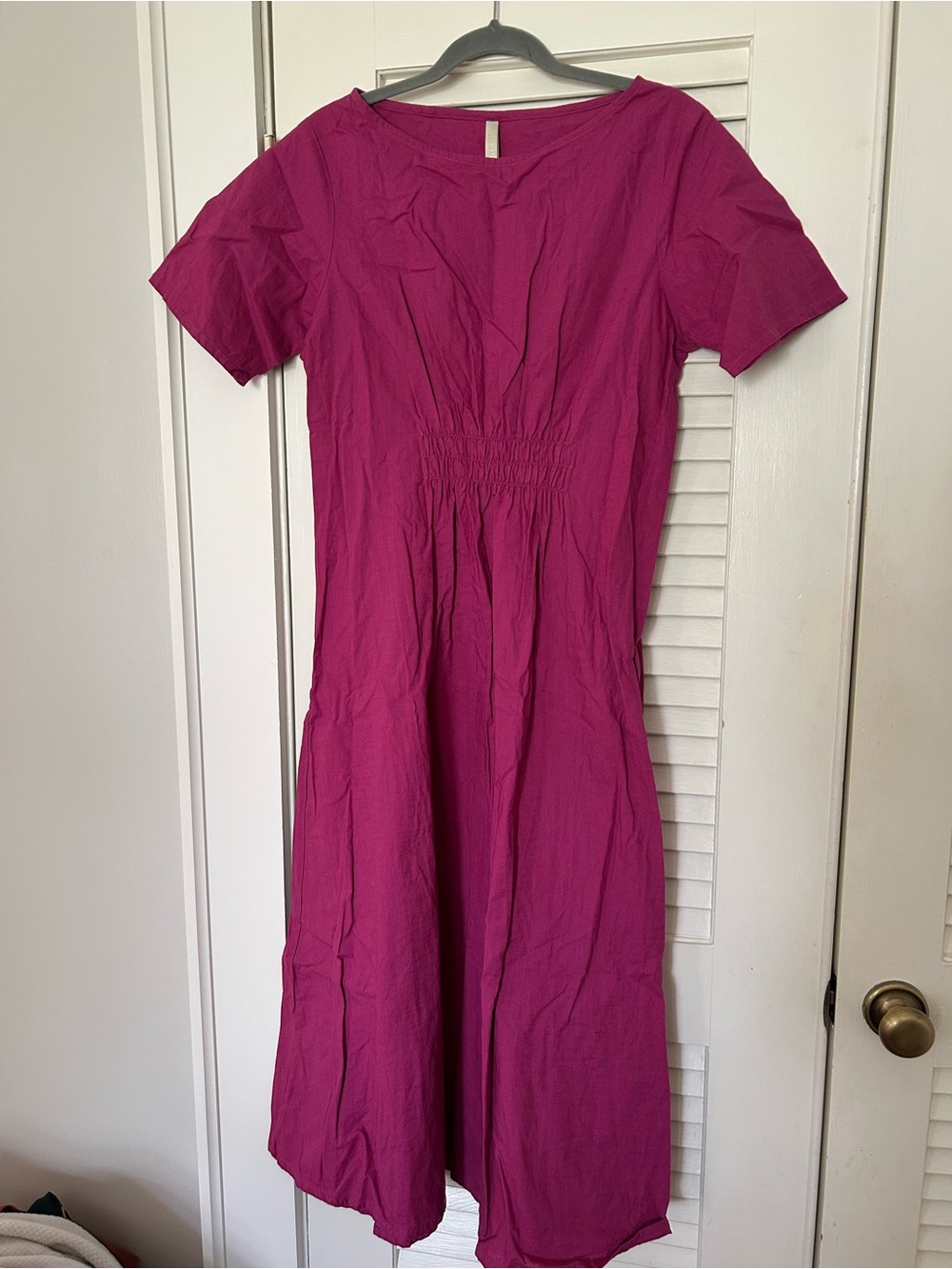 Mata Traders Magenta Short-Sleeve Midi Dress